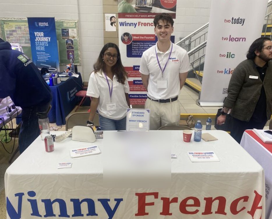 Winny French for Kids as a sponsor at an education conference